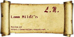 Lamm Milán névjegykártya