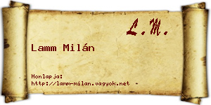 Lamm Milán névjegykártya
